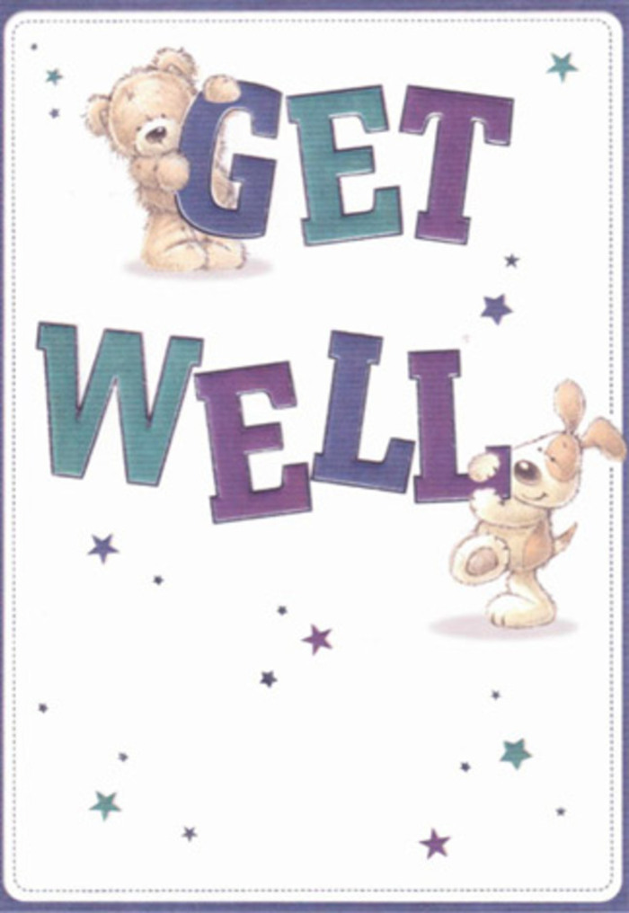 This delightfully rendered get well card conjures memories of Balham's friendly neighbourhood spirit-a place where support and kindness are woven into daily life. Front and centre, a bear with a gentle smile lounges across the bold, confident letters of 'GET,' his textures rendered with such softness that you can almost imagine the plush fur under your fingertips. Just below, a puppy, impossibly endearing with his floppy ears and expressive eyes, nudges the word 'WELL,' his presence reassuring and full of hope. Scattered around them, luminous stars in jewel-like shades of purple, teal, and sapphire twinkle, suggesting wishes for recovery floating through the air much like the scent of fresh freesias near Balham Station. The vibrant letters recall the playful colours of shopfront blooms bathed in sunlight along Ritherdon Road. Every element-composition, colour, gesture-feels deliberately chosen, reminiscent of the way a skilled Balham florist selects each flower when hand-tying an arrangement meant to soothe. The card glows with encouragement and gentle warmth, a perfect companion to a bouquet for sending heartfelt well wishes locally.